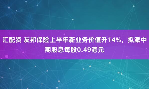 汇配资 友邦保险上半年新业务价值升14%，拟派中期股息每股0.49港元