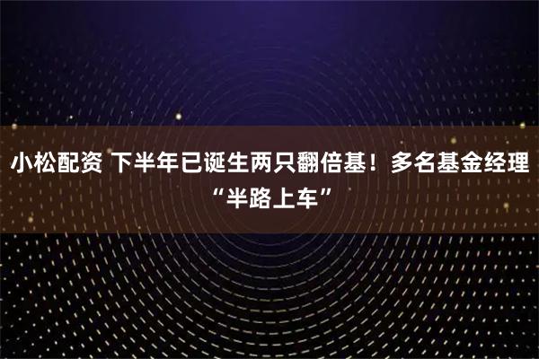 小松配资 下半年已诞生两只翻倍基！多名基金经理“半路上车”